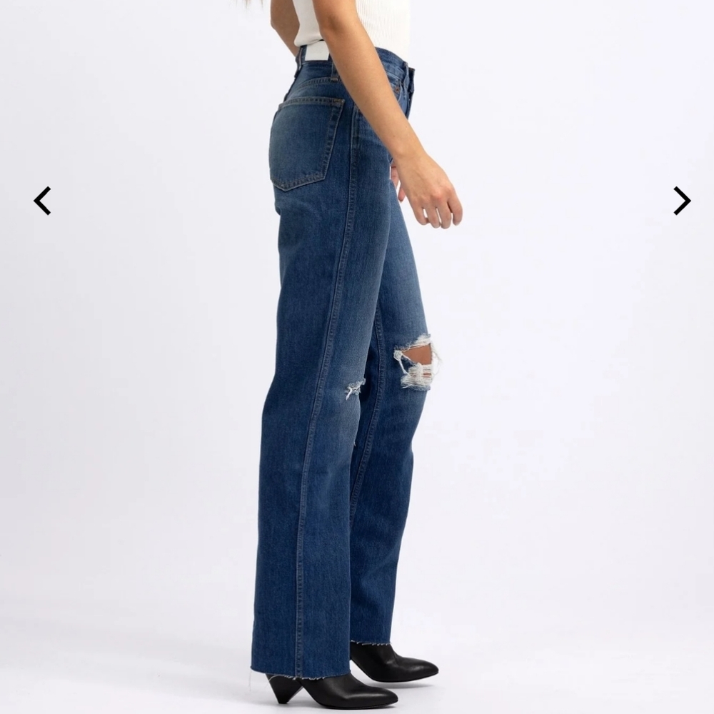 RE/DONE 90's High Rise Loose Distressed Straight Leg Raw Hem Jeans Size … - Picture 3 of 9